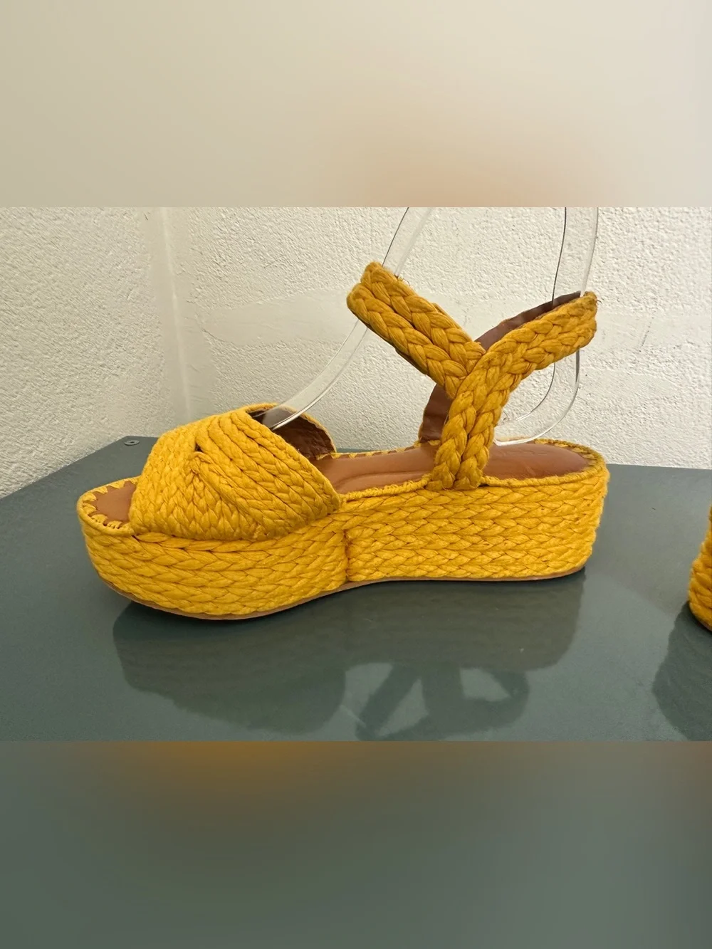 Robert Clergerie Aida Goldenrod Raffia Platform Sandals Size US 6 EU 36.5 $450